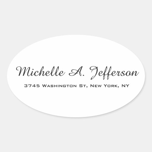 Klassiek Handschrift Creatief Trendy Wit Ovale Sticker (Voorkant)