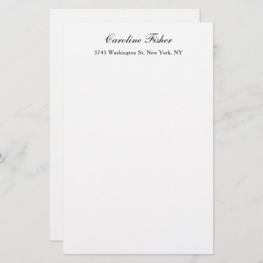 Klassiek handschrift eenvoudig wit briefpapier (Voorkant / Achterkant)