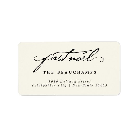 Klassiek handschrift, eerste kennisadres baby etiket (Voorkant)