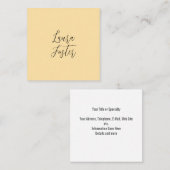 Klassiek handschrift Elegante naam Beige kleur Vierkante Visitekaartje (Voorkant / Achterkant)