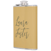 Klassiek Handschrift Elegante Naam Gouden Kleur Heupfles (Links)