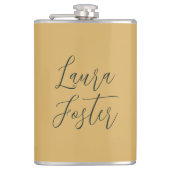 Klassiek Handschrift Elegante Naam Gouden Kleur Heupfles (Voorkant)