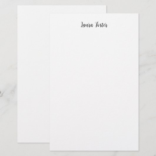 Klassiek handschrift Elegante naam zwart wit Briefpapier (Voorkant / Achterkant)
