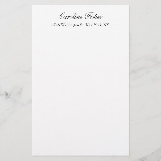 Klassiek handschrift gewoon eenvoudig wit briefpapier (Voorkant)
