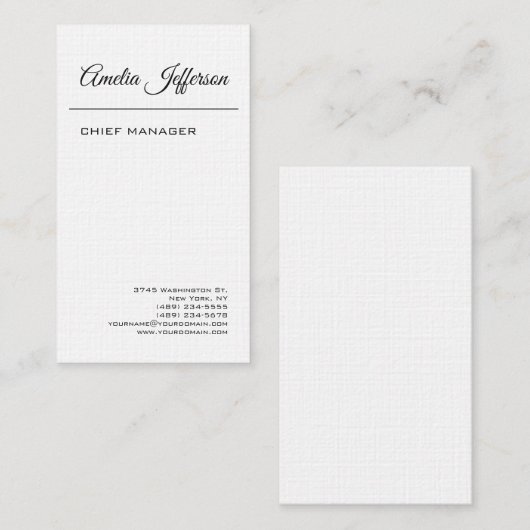 Klassiek handschrift minimalistisch professioneel visitekaartje (Voorkant / Achterkant)