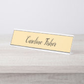 Klassiek handschrift Plain Simple Beige Bureau Naambordje (Voorkant)