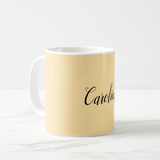 Klassiek handschrift Plain Simple Beige Koffiemok (Voorkant links)