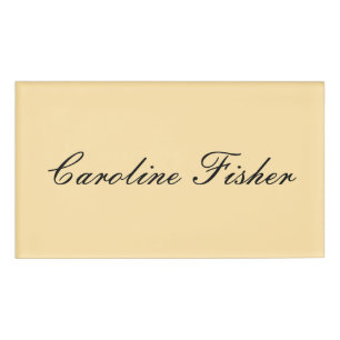 Klassiek handschrift Plain Simple Beige Naambadge