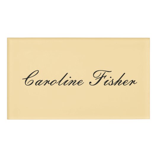 Klassiek handschrift Plain Simple Beige Naambadge (Voorkant)