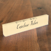 Klassiek handschrift Plain Simple Beige Naambordje (Zijkant)