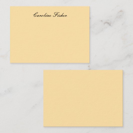 Klassiek handschrift Plain Simple Beige Notitiekaartje (Voorkant / Achterkant)