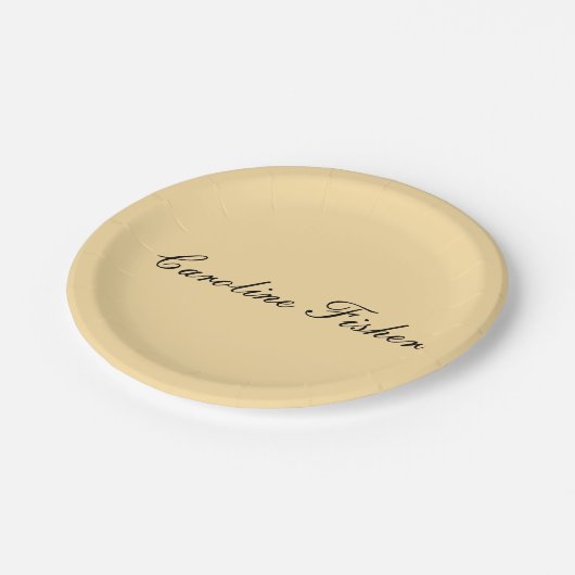 Klassiek handschrift Plain Simple Beige Papieren Bordje (Gekanteld)