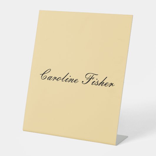 Klassiek handschrift Plain Simple Beige Reclamebord Met Voetstuk (Voorkant)