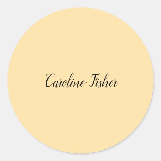 Klassiek handschrift Plain Simple Beige Ronde Sticker (Voorkant)