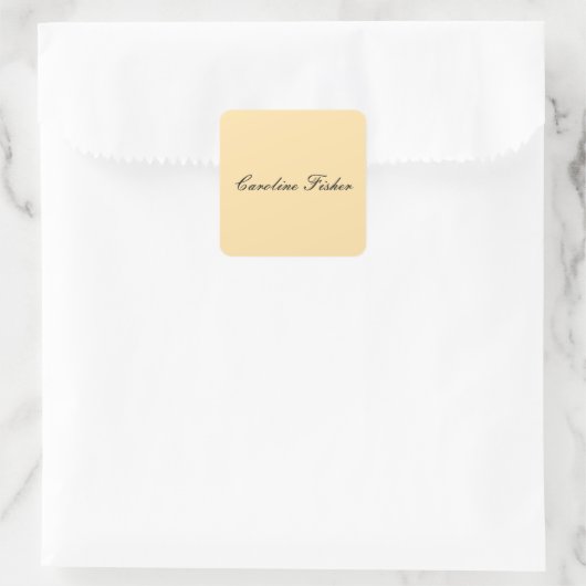 Klassiek handschrift Plain Simple Beige Vierkante Sticker (Tas)