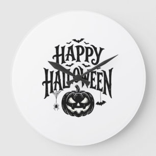 Klassiek Happy Halloween Pompoen Vleermuis Shirt D Grote Klok