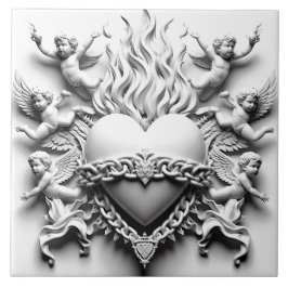 Klassiek hart + ketting tegeltje