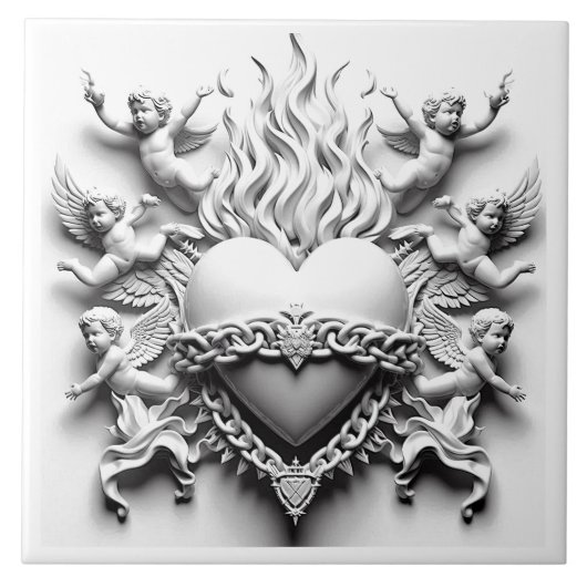 Klassiek hart + ketting tegeltje (Voorkant)