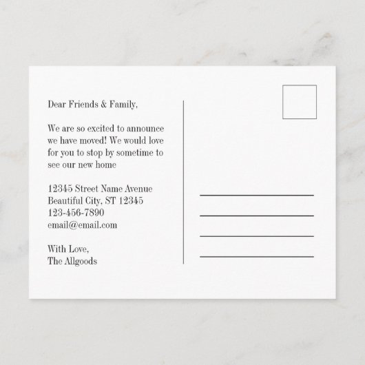 Klassiek hebben we 'Black Moving Announcement' ver Aankondigingskaart (Achterkant)