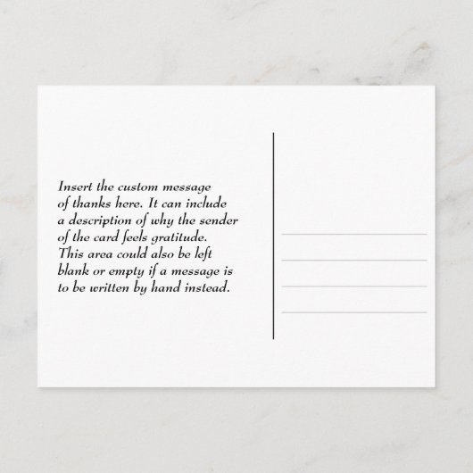 , klassiek "Heel erg bedankt!" Briefkaart (Achterkant)
