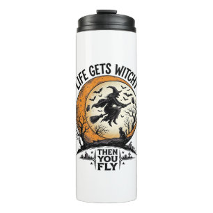 Klassiek Heksen Shirt Retro Halloween Vliegende He Thermosbeker