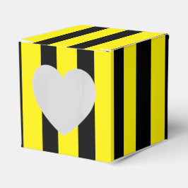 Klassiek helder geel en zwart gestreept hart bedankdoosjes