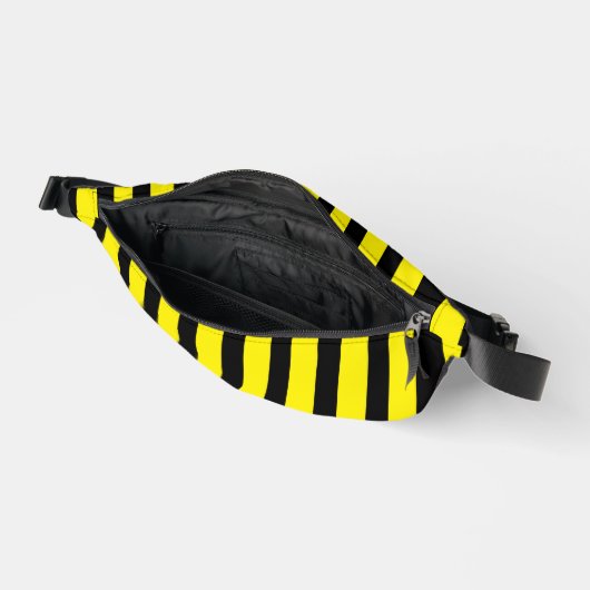 Klassiek Helder Geel en Zwart Gestreept Heuptasje (Open)