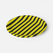 Klassiek Helder Geel en Zwart Gestreept Papieren Bordje (Gekanteld)