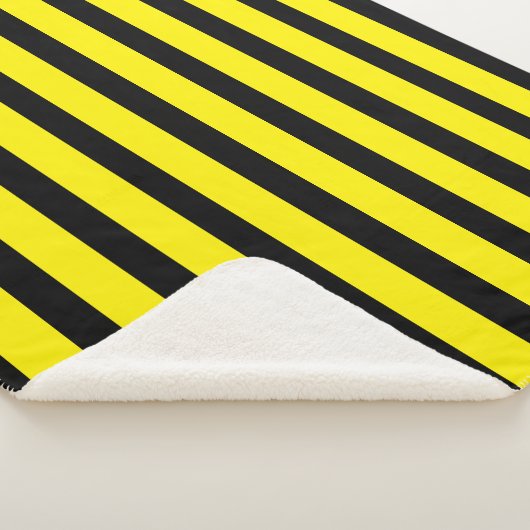 Klassiek Helder Geel en Zwart Gestreept Sherpa Deken (3/4)