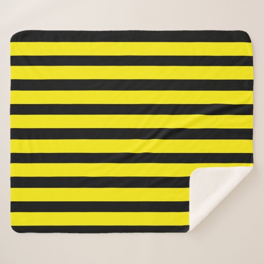Klassiek Helder Geel en Zwart Gestreept Sherpa Deken (Voorkant (horizontaal))