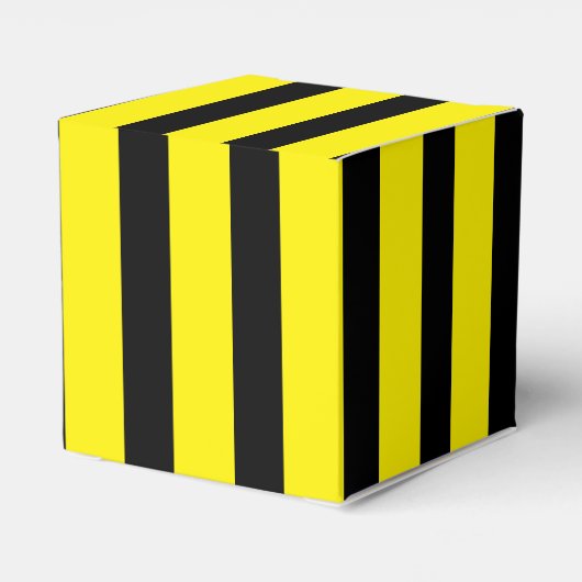 Klassiek helder geel en zwart gestreepte klassieke bedankdoosjes (Achterkant)