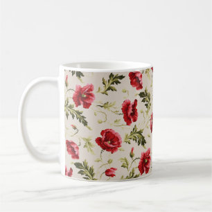 Klassiek helderrode klaprozen bloempatroon koffiemok