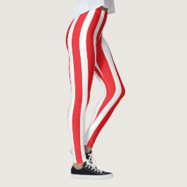 Klassiek helderrood en wit gestreept stijlvol leggings