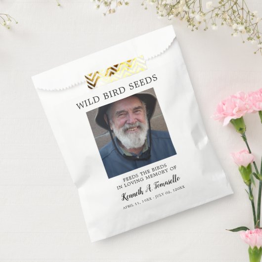 Klassiek herdenkingsvogelzaad bedankzakje (Gezegeld)