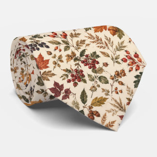 Klassiek herfst bessen eikenbladeren botanisch stropdas
