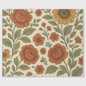 Klassiek Herfst Bloempatroon – Rustic Botanisch Mo Cadeaupapier (Vlak)