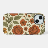 Klassiek herfst bloempatroon – Rustieke botanische iPhone 15 Case (Achterkant horizontaal)