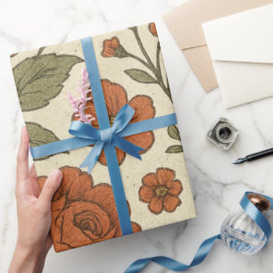 Klassiek Herfst Bloempatroon – Rustische Botanisch Cadeaupapier