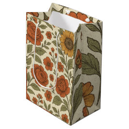 Klassiek Herfst Bloempatroon – Rustische Botanisch Medium Cadeauzakje