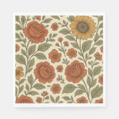 Klassiek Herfst Bloempatroon – Rustische Botanisch Servet (Voorkant)