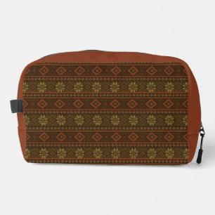 Klassiek herfst fair isle/kleurwerkpatroon toilettasje