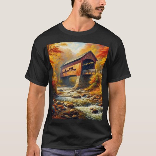 klassiek, herfst overdekte brug t-shirt (Voorkant)