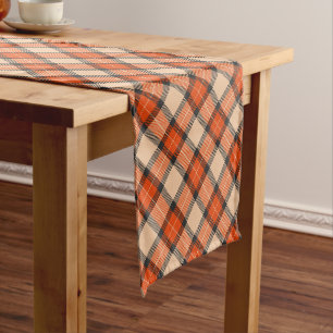 Klassiek herfst pomkin Oranje bruin Tartanpatroon Korte Tafelloper