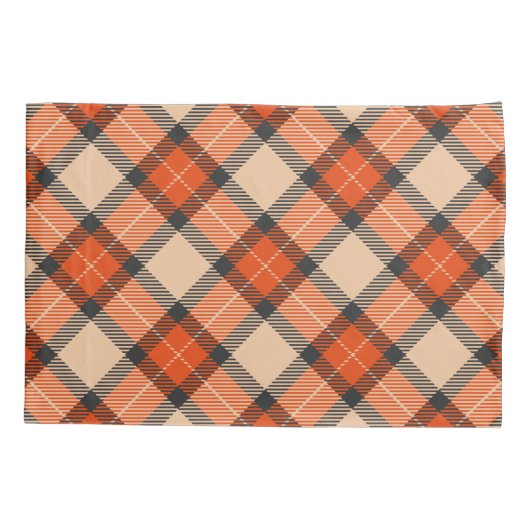 Klassiek herfst pomkin Oranje bruin Tartanpatroon Kussensloop (Achterkant-Links)