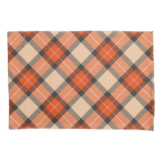 Klassiek herfst pomkin Oranje bruin Tartanpatroon Kussensloop (Voorkant-Links)