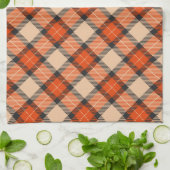 Klassiek herfst pomkin Oranje bruin Tartanpatroon Theedoek (Gevouwen)
