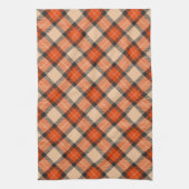 Klassiek herfst pomkin Oranje bruin Tartanpatroon Theedoek (Verticaal)