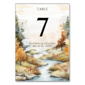 Klassiek herfst rivier bos landschap bruiloft kaart (Achterkant)