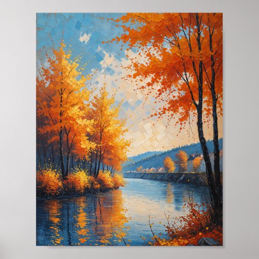 Klassiek herfst rivier landschapskunst poster (Voorkant)