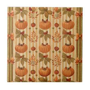 Klassiek herfstpatroon met pompoen en strik tegeltje